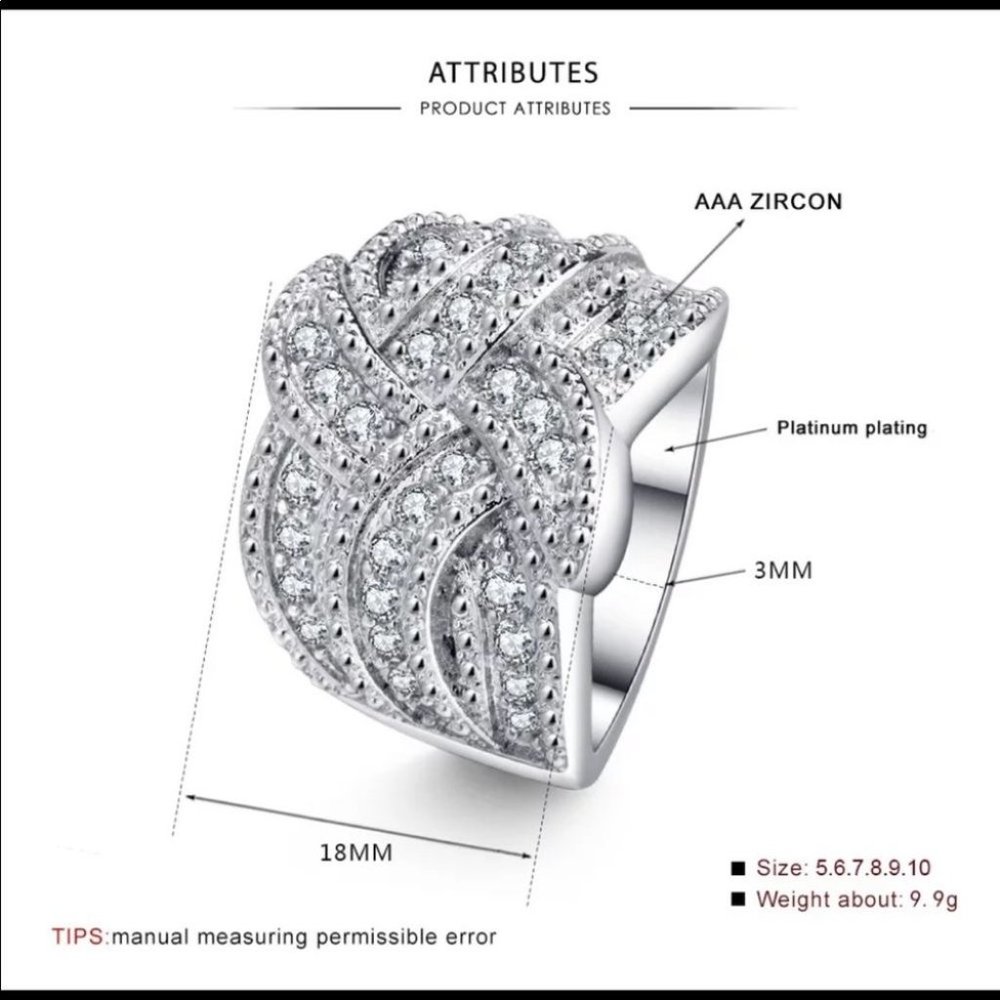 New Sterling Silver Twisted Diamond Ring - Picture 4 of 6